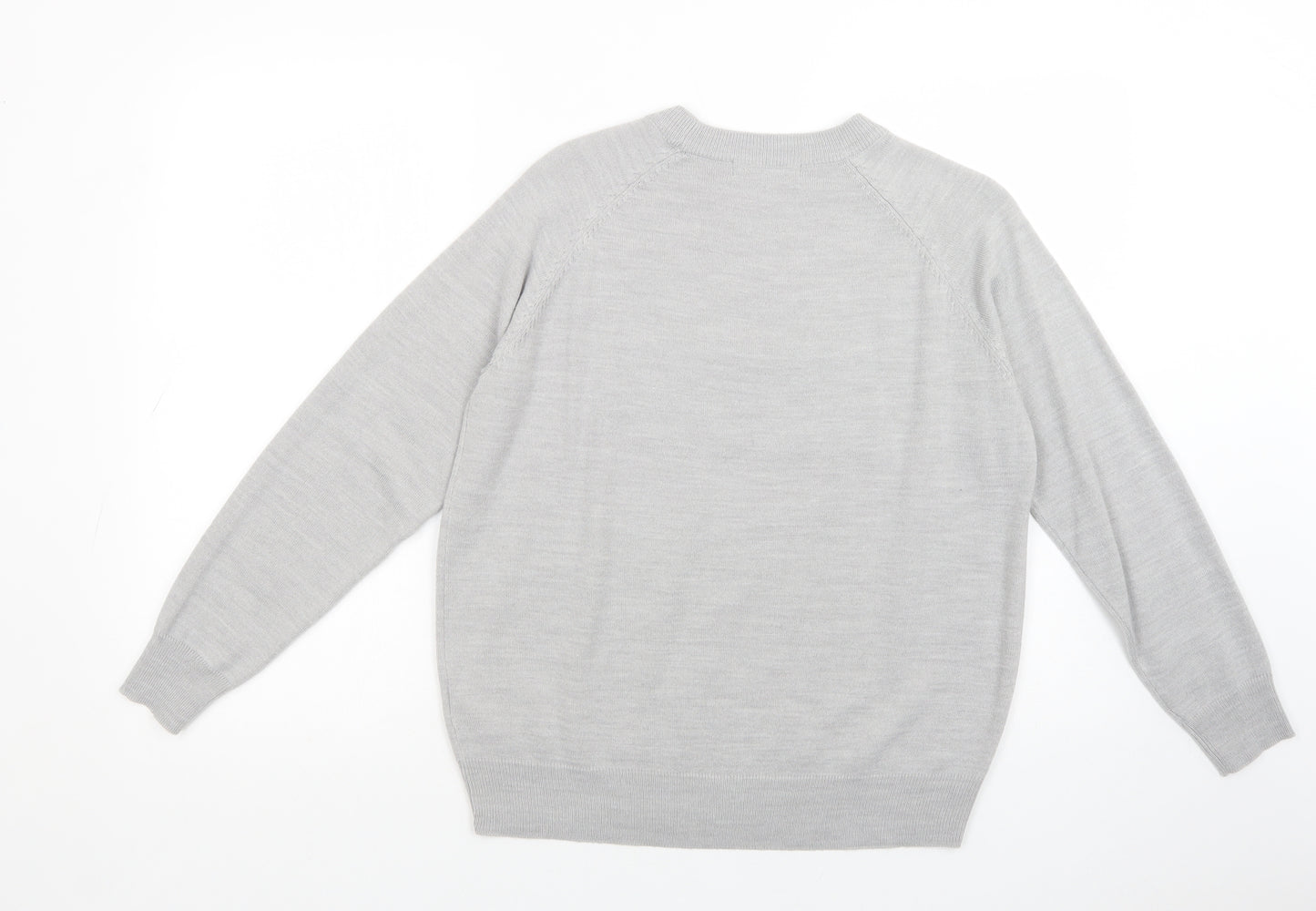 Marks and Spencer Womens Grey Crew Neck  Acrylic Pullover Jumper Size 10   - Paradise