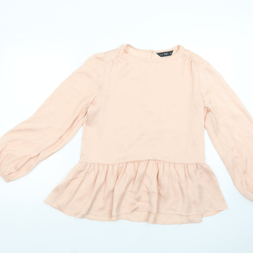 F&F Womens Pink  Polyester Basic Blouse Size 10 Crew Neck