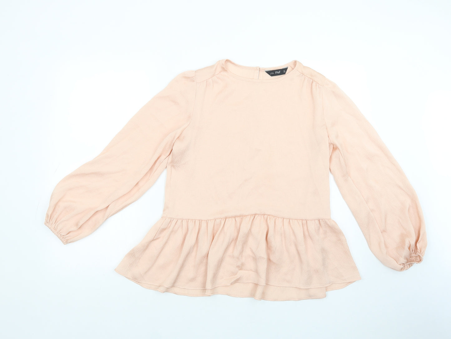 F&F Womens Pink  Polyester Basic Blouse Size 10 Crew Neck