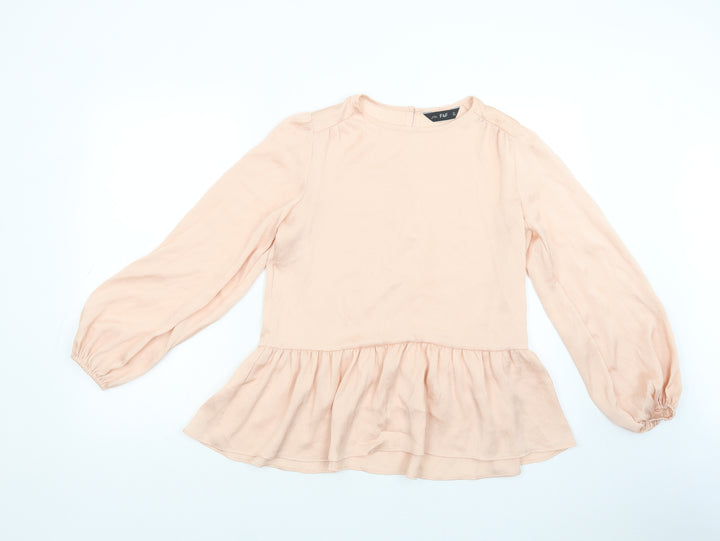 F&F Womens Pink Polyester Basic Blouse Size 10 Crew Neck
