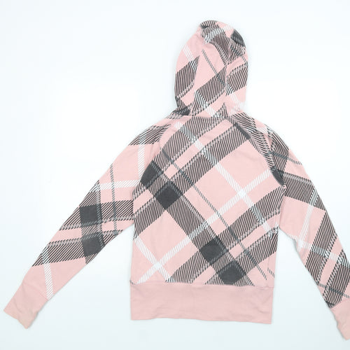 Tammy Girls Pink Plaid Cotton Full Zip Hoodie Size 14-15 Years  Zip