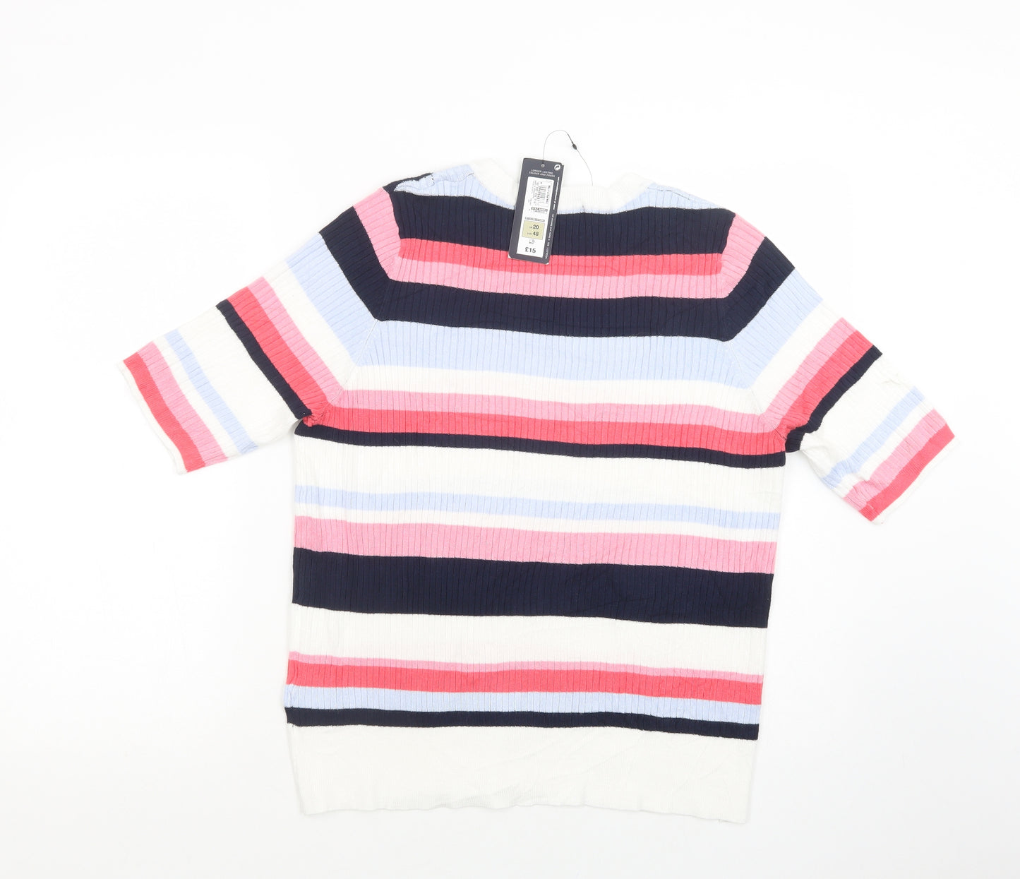 Marks and Spencer Womens Multicoloured Crew Neck Striped Viscose Pullover Jumper Size 20
