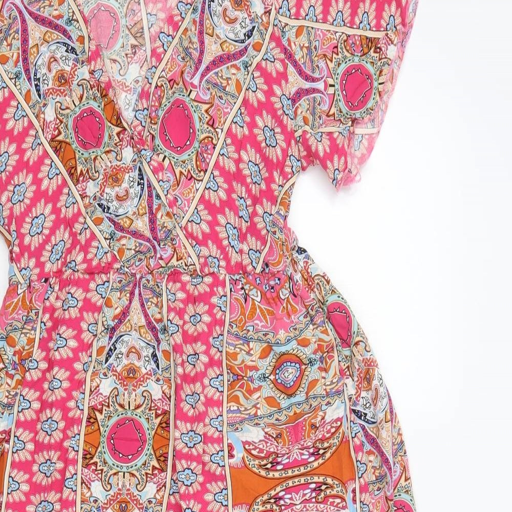 SheIn Womens Pink Paisley Viscose Maxi  Size M  V-Neck Pullover