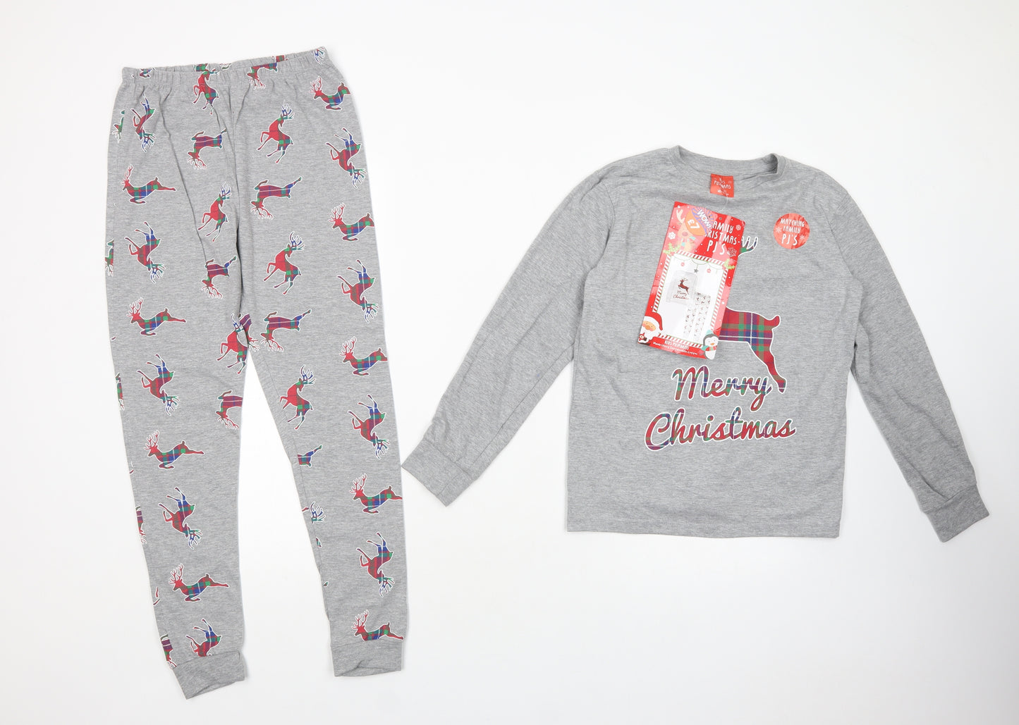 B&M Boys Grey Geometric Cotton  Pyjama Set Size 10-11 Years  Pullover - Christmas