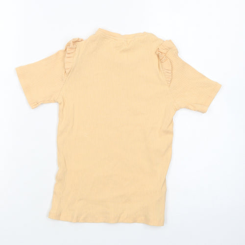 Zara Girls Yellow  Cotton Pullover T-Shirt Size 11-12 Years Crew Neck Pullover