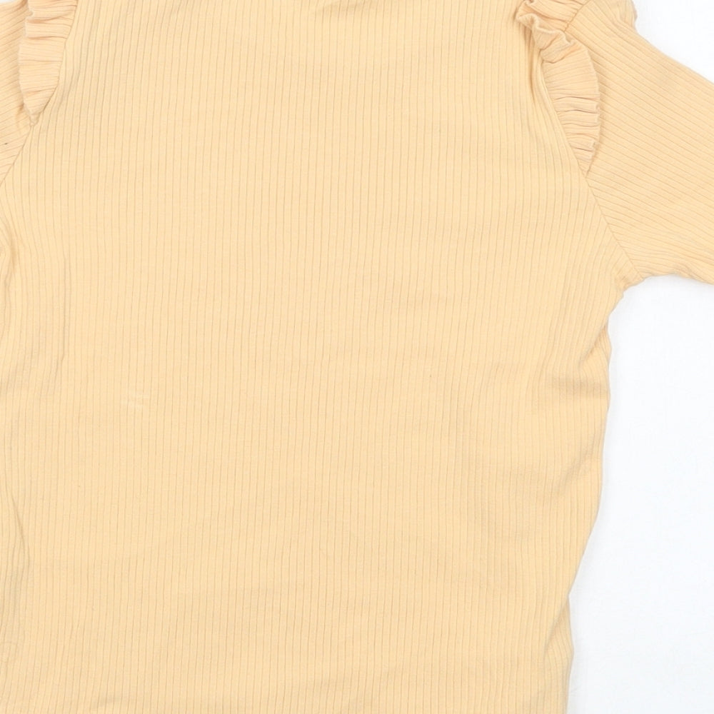 Zara Girls Yellow  Cotton Pullover T-Shirt Size 11-12 Years Crew Neck Pullover