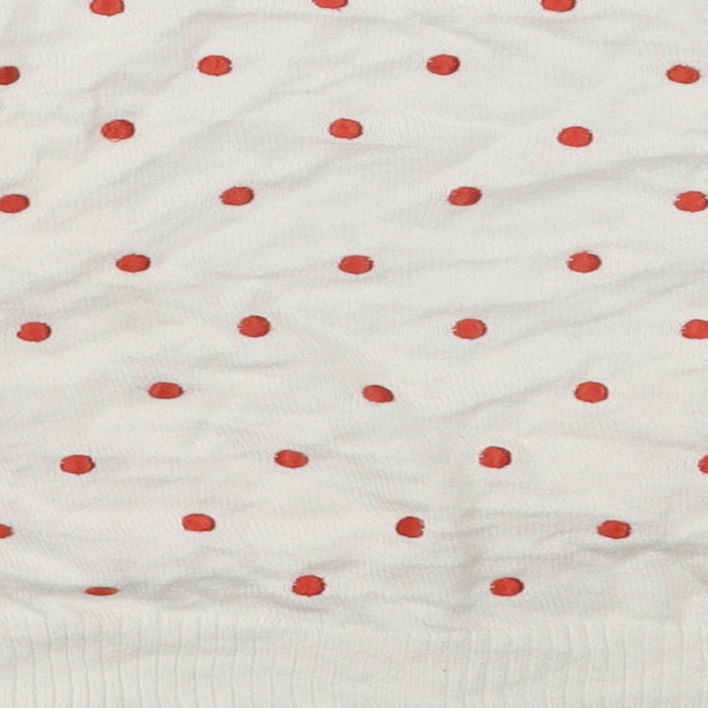 New Look Girls White V-Neck Polka Dot Cotton Cardigan Jumper Size 12-13 Years  Button - Cropped