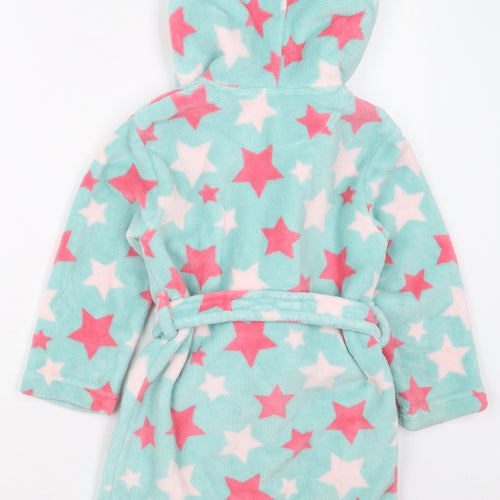 BHS Girls Blue Geometric Polyester Kimono Robe Size 4-5 Years  Tie - Stars