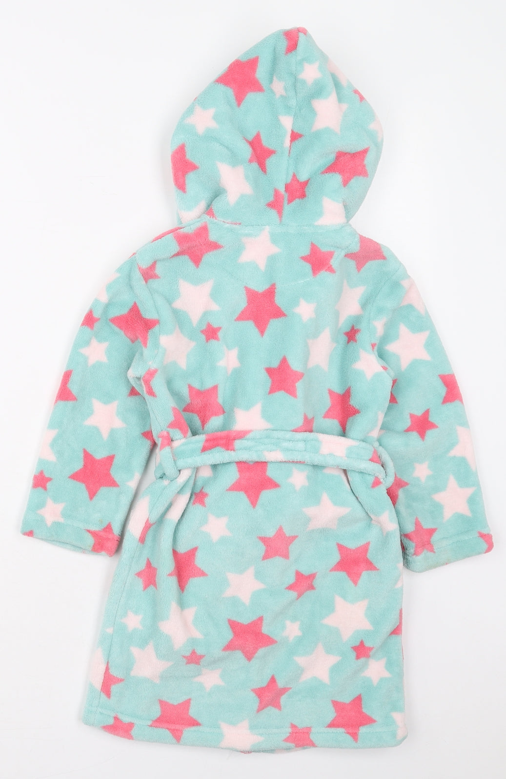 BHS Girls Blue Geometric Polyester Kimono Robe Size 4-5 Years  Tie - Stars