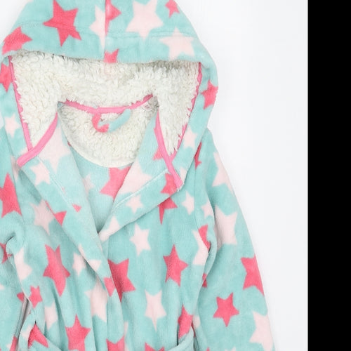 BHS Girls Blue Geometric Polyester Kimono Robe Size 4-5 Years  Tie - Stars