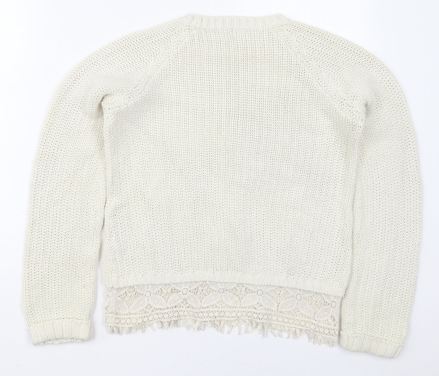 F&F Girls Beige Crew Neck  Cotton Pullover Jumper Size 12-13 Years  Pullover