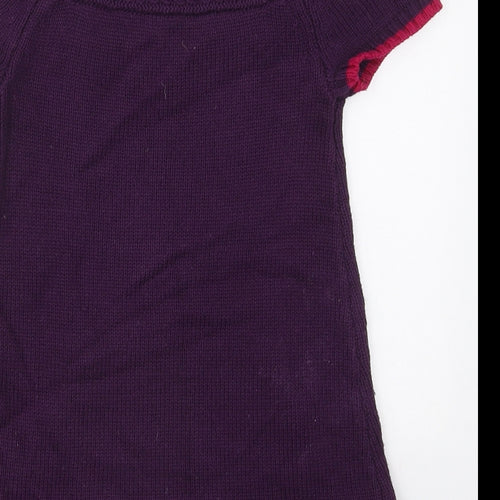Strawberry Faire Girls Purple  Cotton Jumper Dress  Size 3-4 Years  Crew Neck Pullover