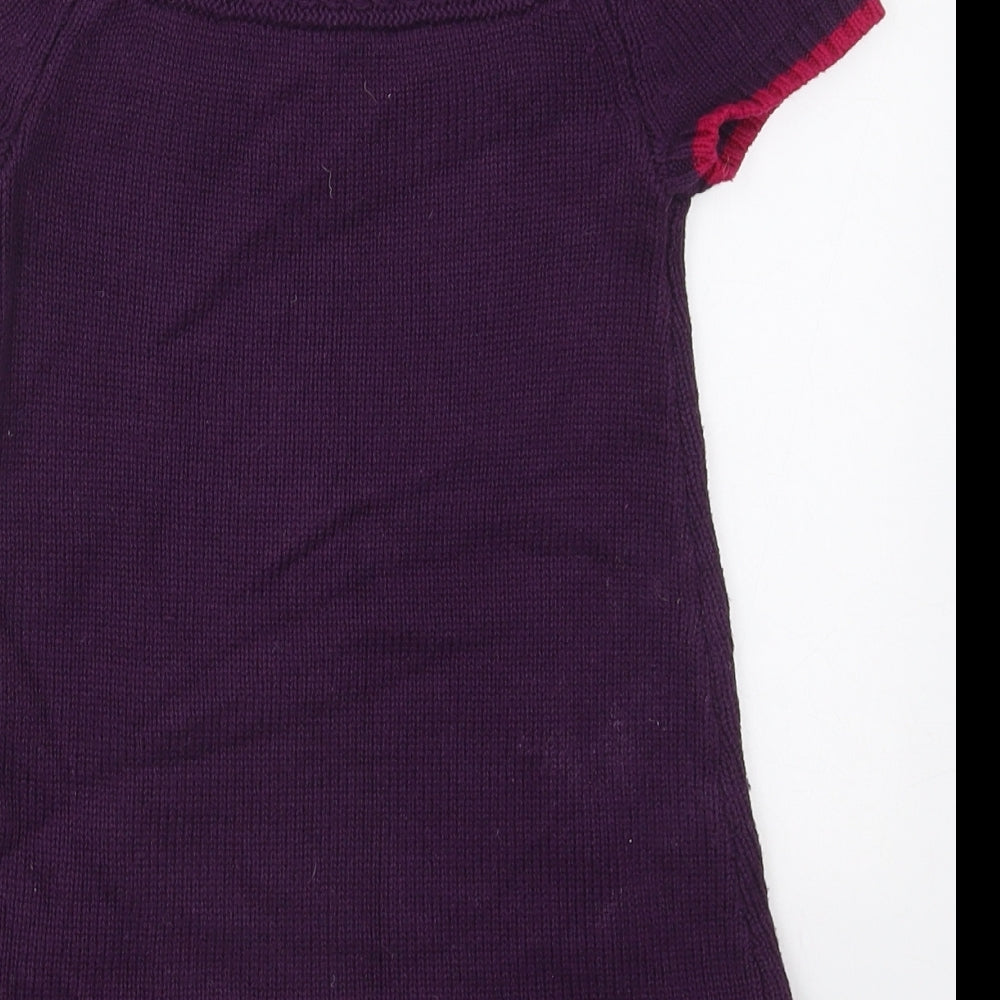 Strawberry Faire Girls Purple  Cotton Jumper Dress  Size 3-4 Years  Crew Neck Pullover