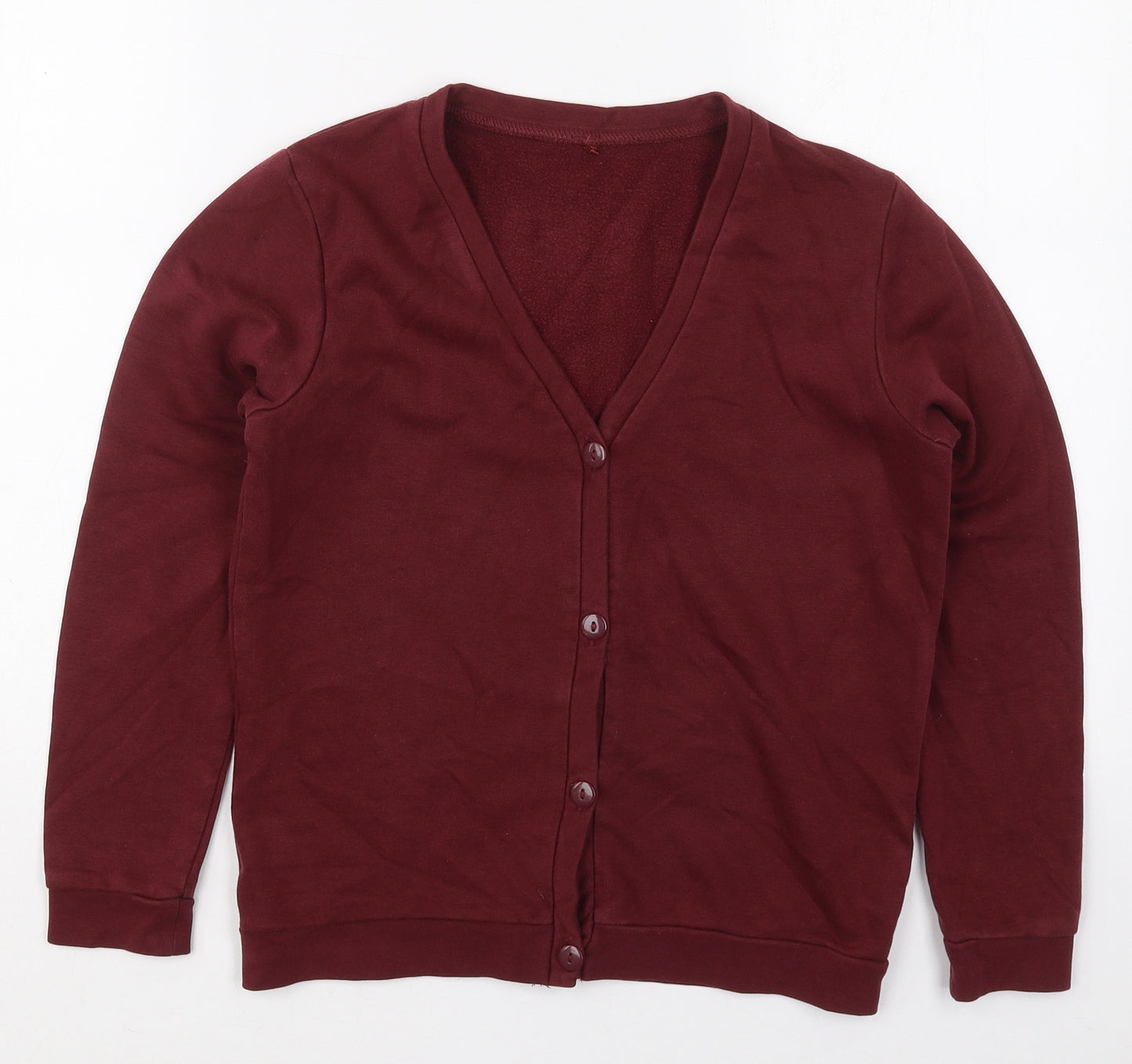 George Girls Red V-Neck  Cotton Cardigan Jumper Size 10-11 Years  Button - Burgundy
