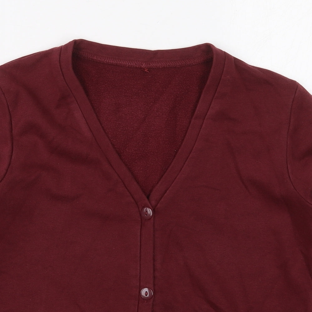 George Girls Red V-Neck  Cotton Cardigan Jumper Size 10-11 Years  Button - Burgundy