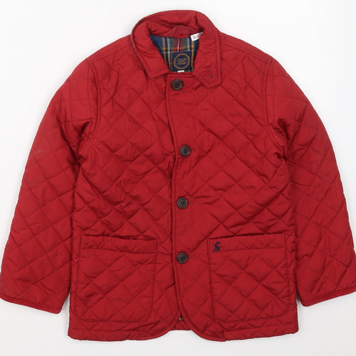 Joules Boys Red   Quilted Coat Size 6 Years  Button