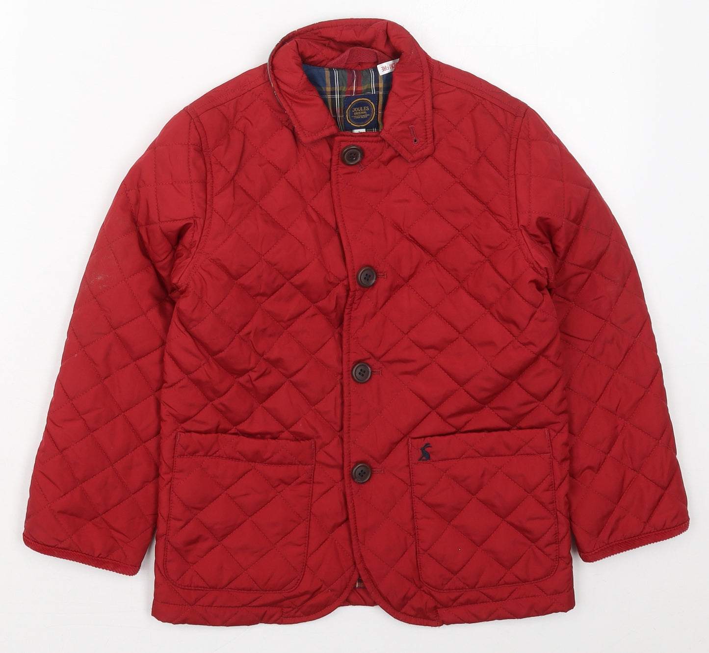 Joules Boys Red   Quilted Coat Size 6 Years  Button