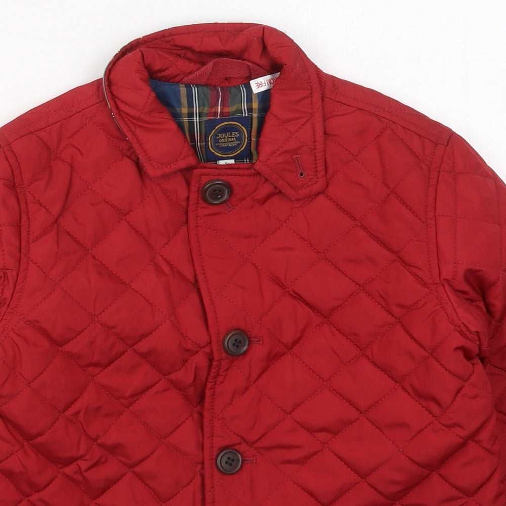 Joules Boys Red   Quilted Coat Size 6 Years  Button