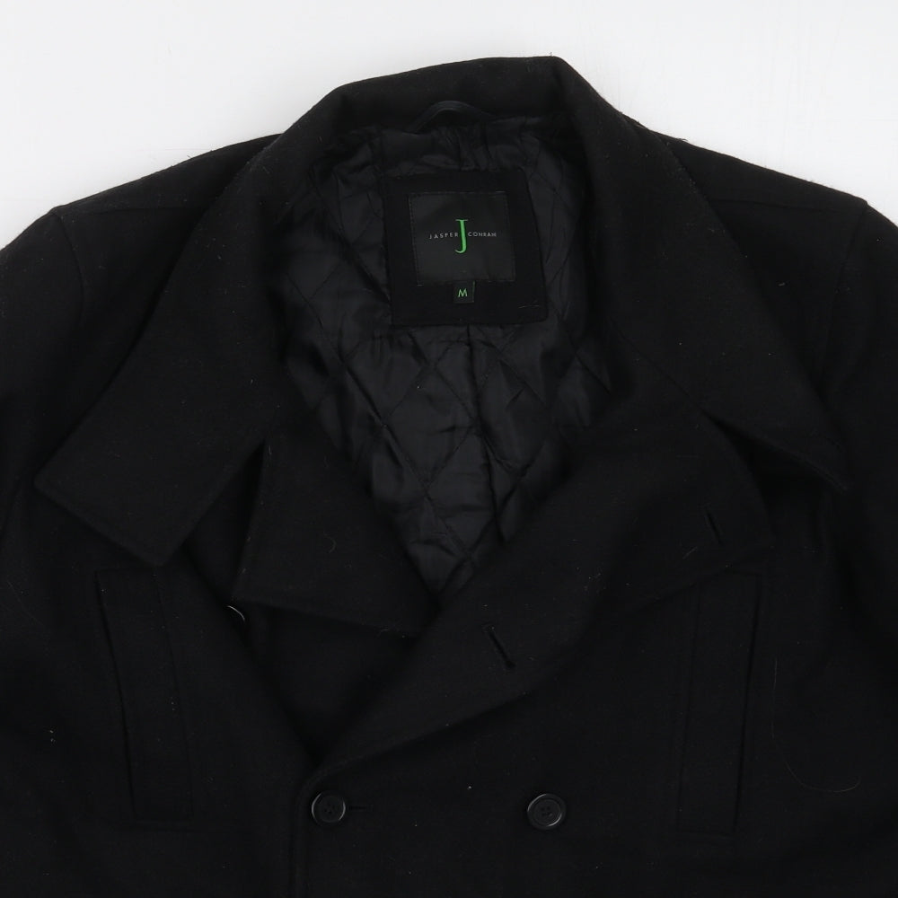 Jasper Conran Mens Black   Pea Coat Coat Size M  Button