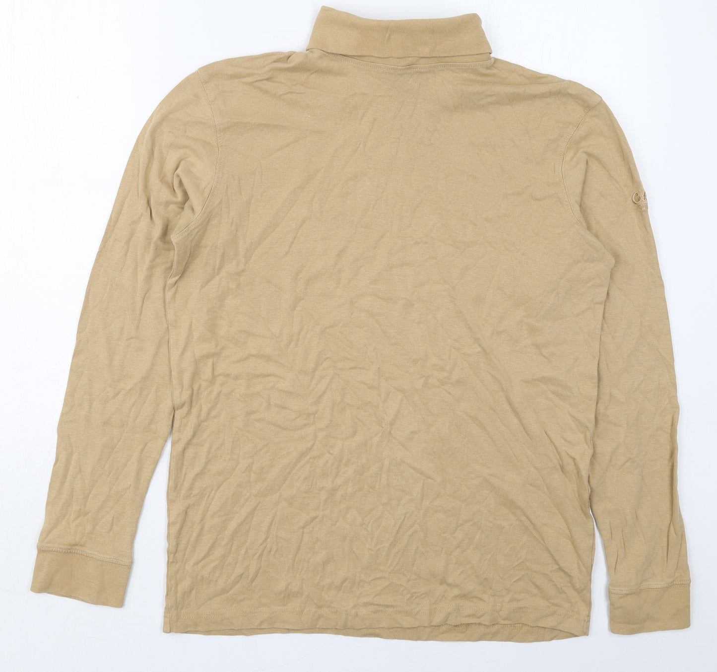 Cotton Traders Mens Beige  Cotton  T-Shirt Size XL Roll Neck