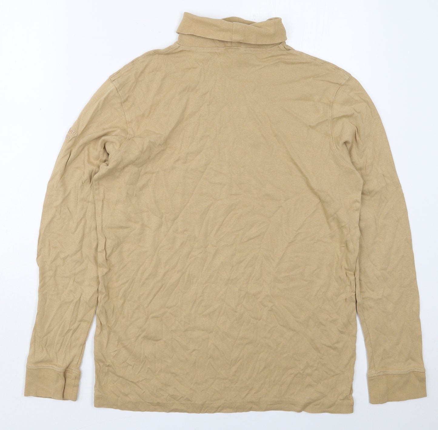 Cotton Traders Mens Beige  Cotton  T-Shirt Size XL Roll Neck