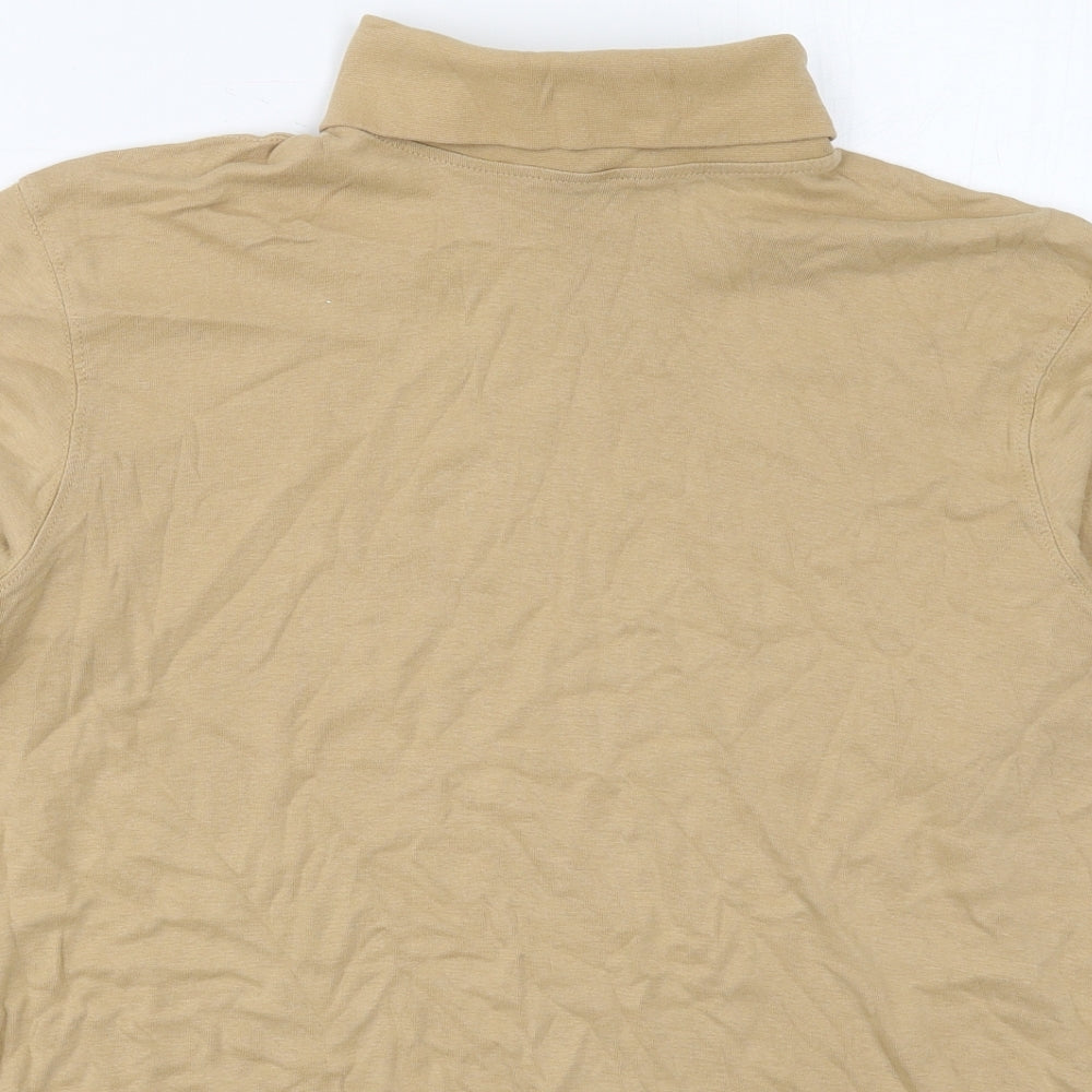 Cotton Traders Mens Beige  Cotton  T-Shirt Size XL Roll Neck