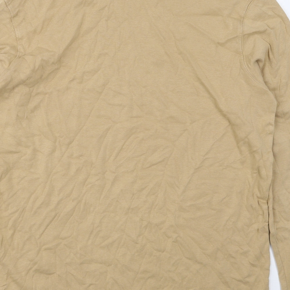 Cotton Traders Mens Beige  Cotton  T-Shirt Size XL Roll Neck