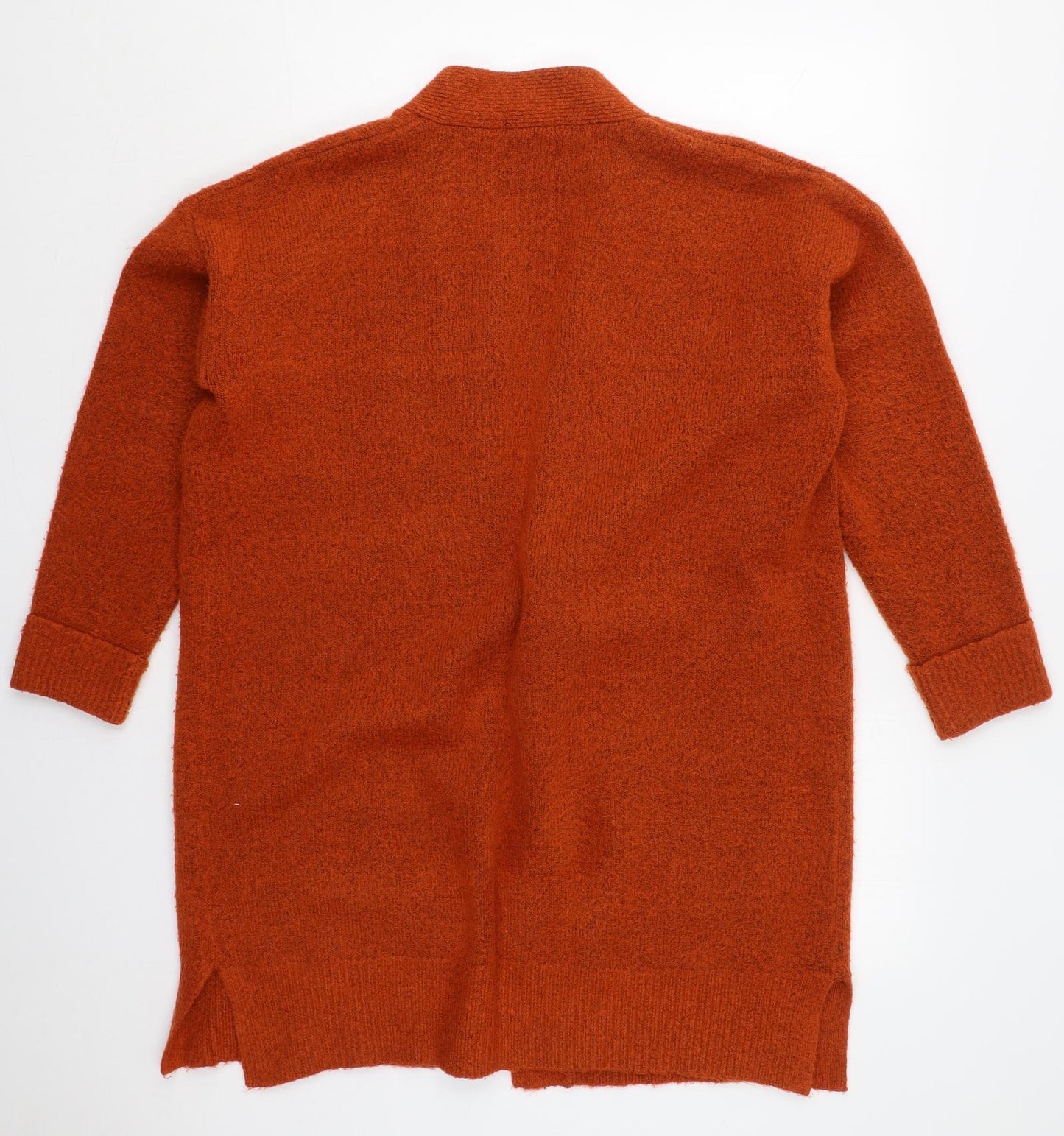TU Womens Orange V-Neck  Acrylic Cardigan Jumper Size L