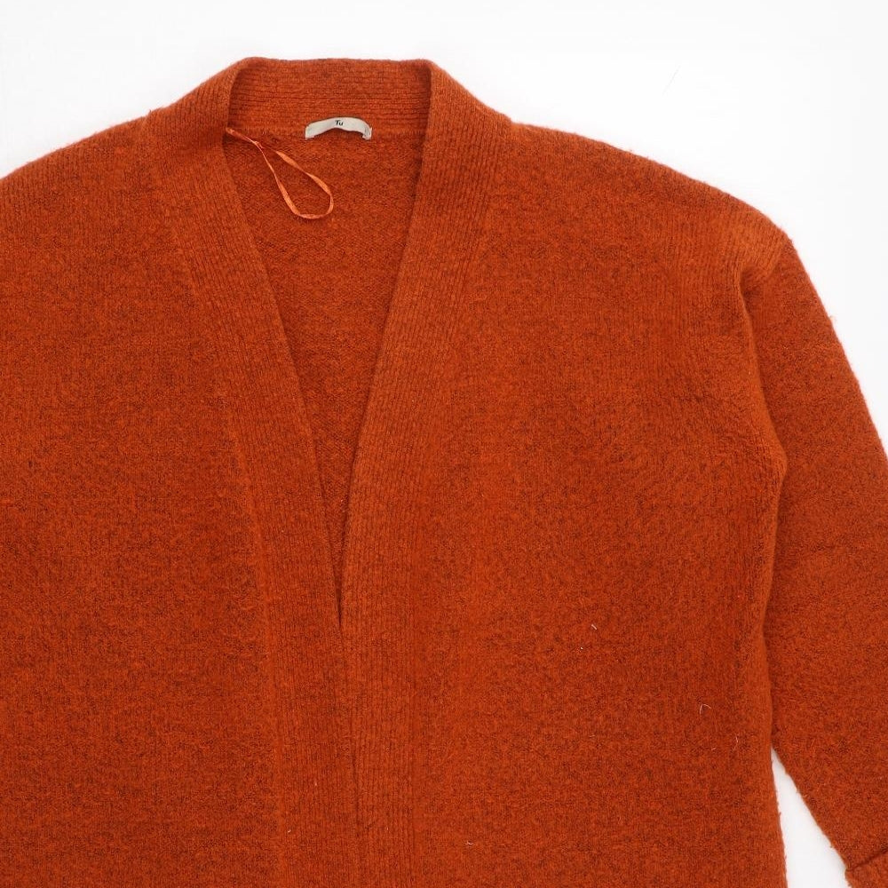 TU Womens Orange V-Neck  Acrylic Cardigan Jumper Size L