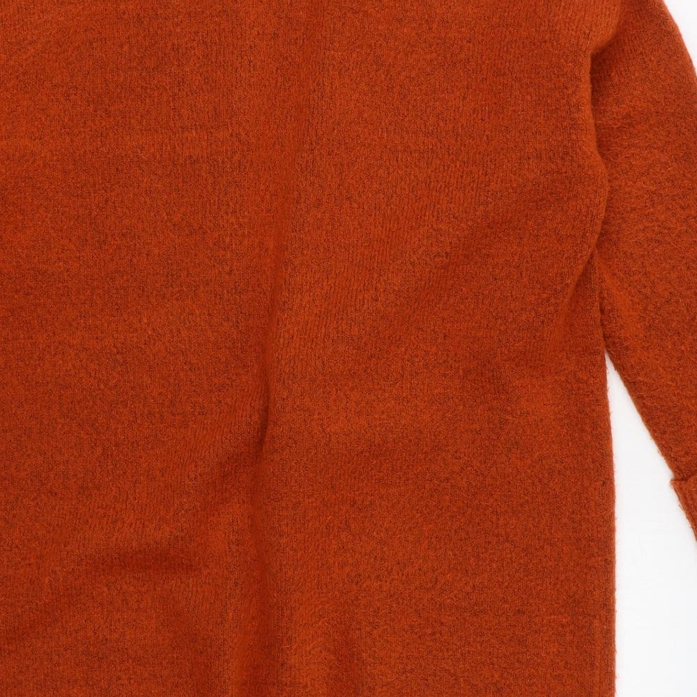 TU Womens Orange V-Neck  Acrylic Cardigan Jumper Size L