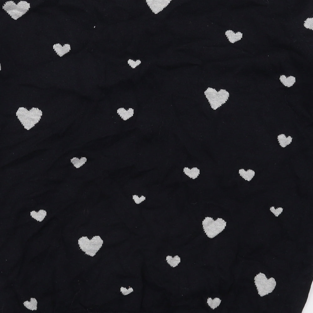 Monsoon Womens Black Crew Neck  Cotton Pullover Jumper Size 8   - Hearts