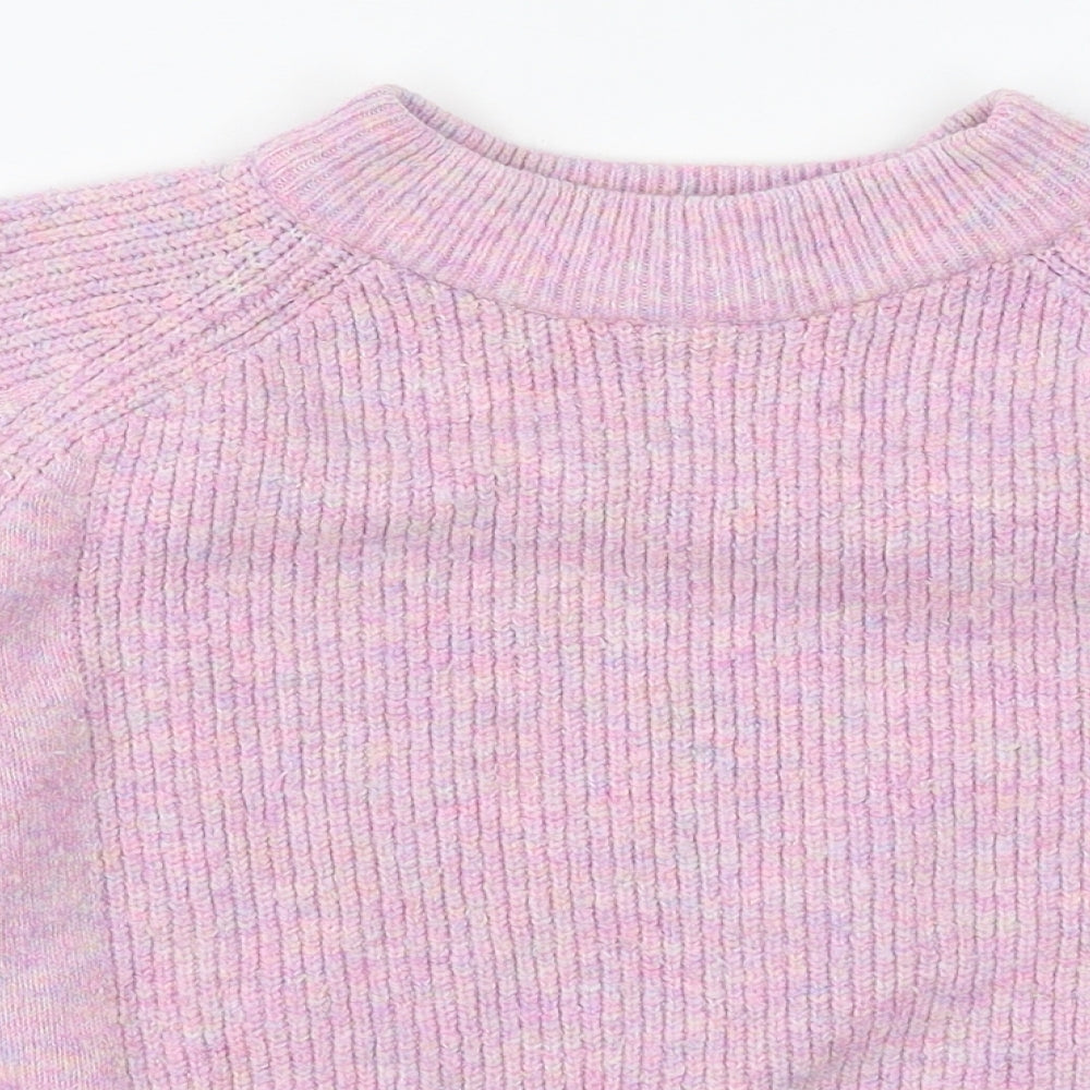 Marks and Spencer Womens Pink Crew Neck  Acrylic Pullover Jumper Size M