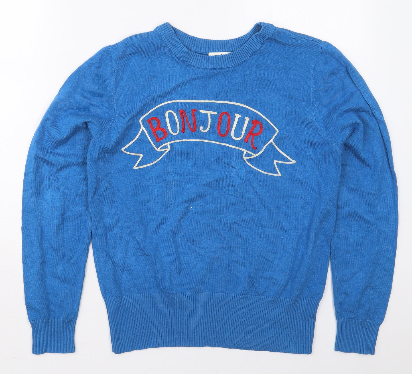 Joanie Womens Blue Crew Neck  Viscose Pullover Jumper Size M   - Bonjour