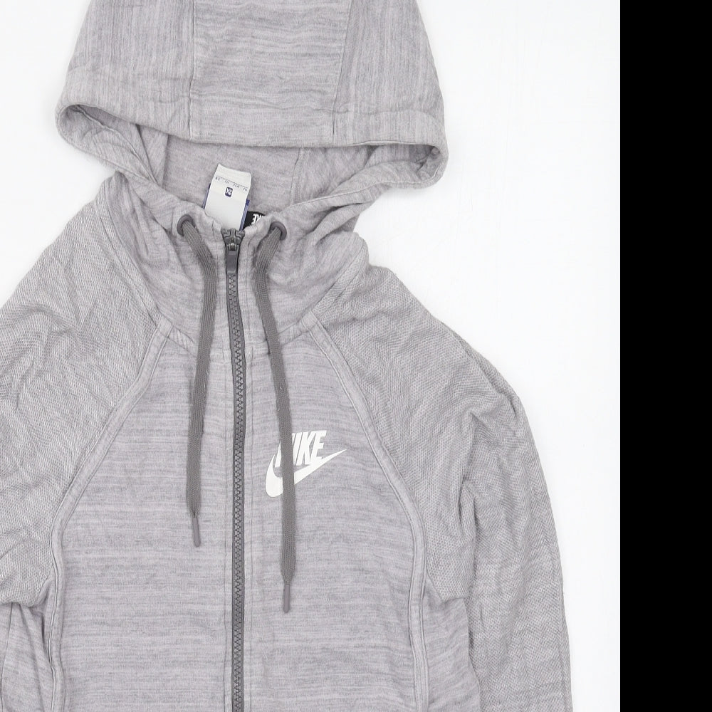 Nike Womens Grey  Viscose Full Zip Hoodie Size XS  Zip