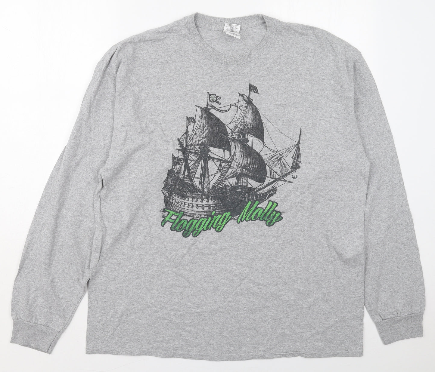 Gildan Mens Grey  Cotton  T-Shirt Size XL Crew Neck  - Flagging Molly