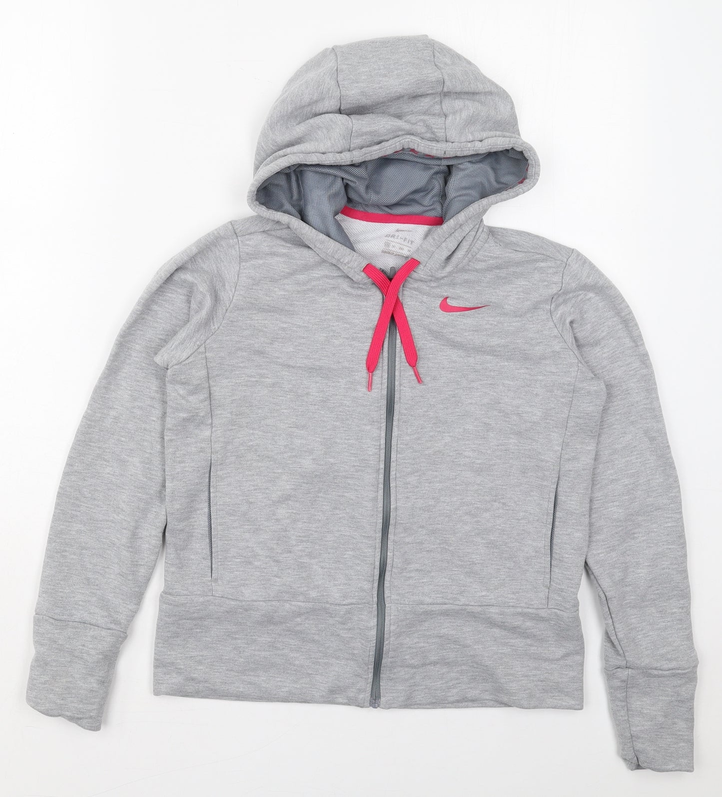 Nike Womens Grey  Polyester Full Zip Hoodie Size XS  Zip
