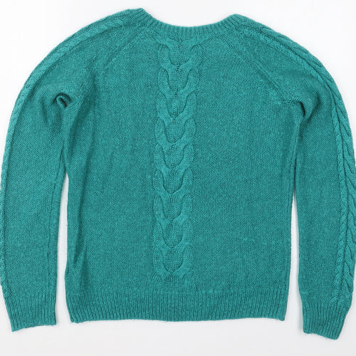 H&M Womens Green Crew Neck  Acrylic Pullover Jumper Size M