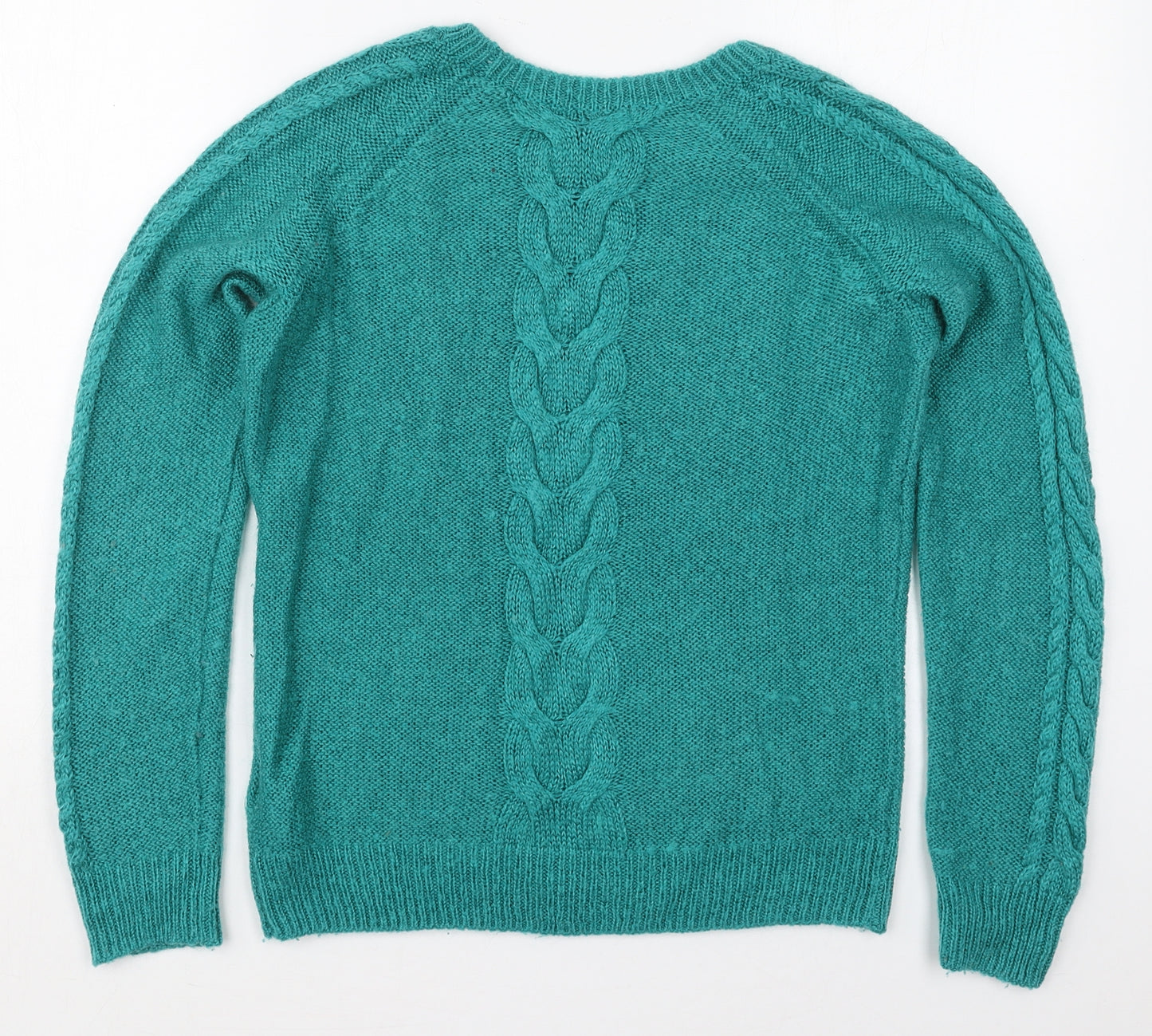 H&M Womens Green Crew Neck  Acrylic Pullover Jumper Size M