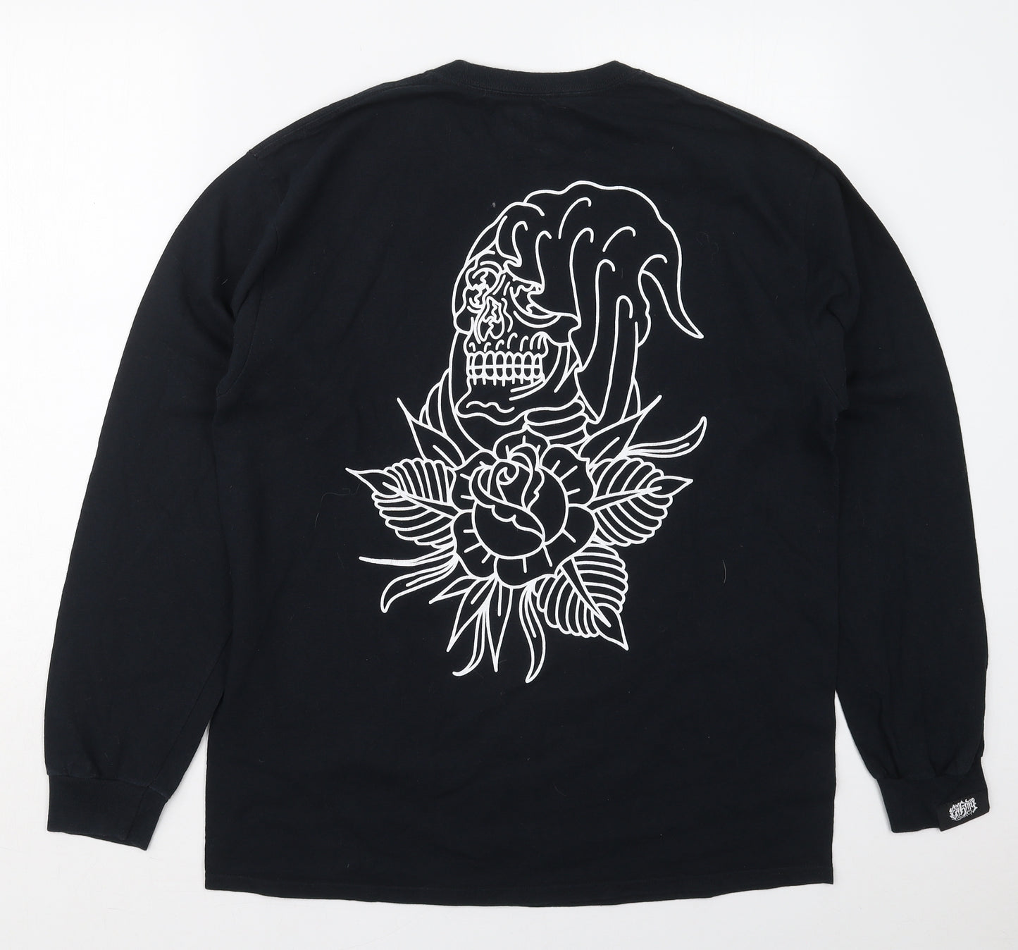 Eighty6 Mens Black  Cotton  T-Shirt Size L Crew Neck  - Grim Reaper