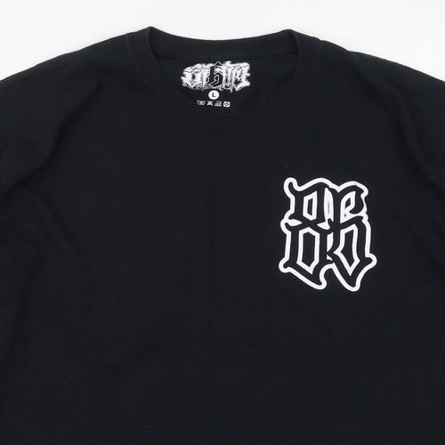 Eighty6 Mens Black  Cotton  T-Shirt Size L Crew Neck  - Grim Reaper