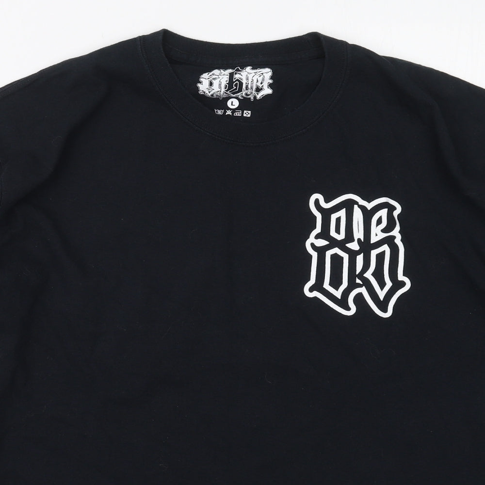 Eighty6 Mens Black  Cotton  T-Shirt Size L Crew Neck  - Grim Reaper