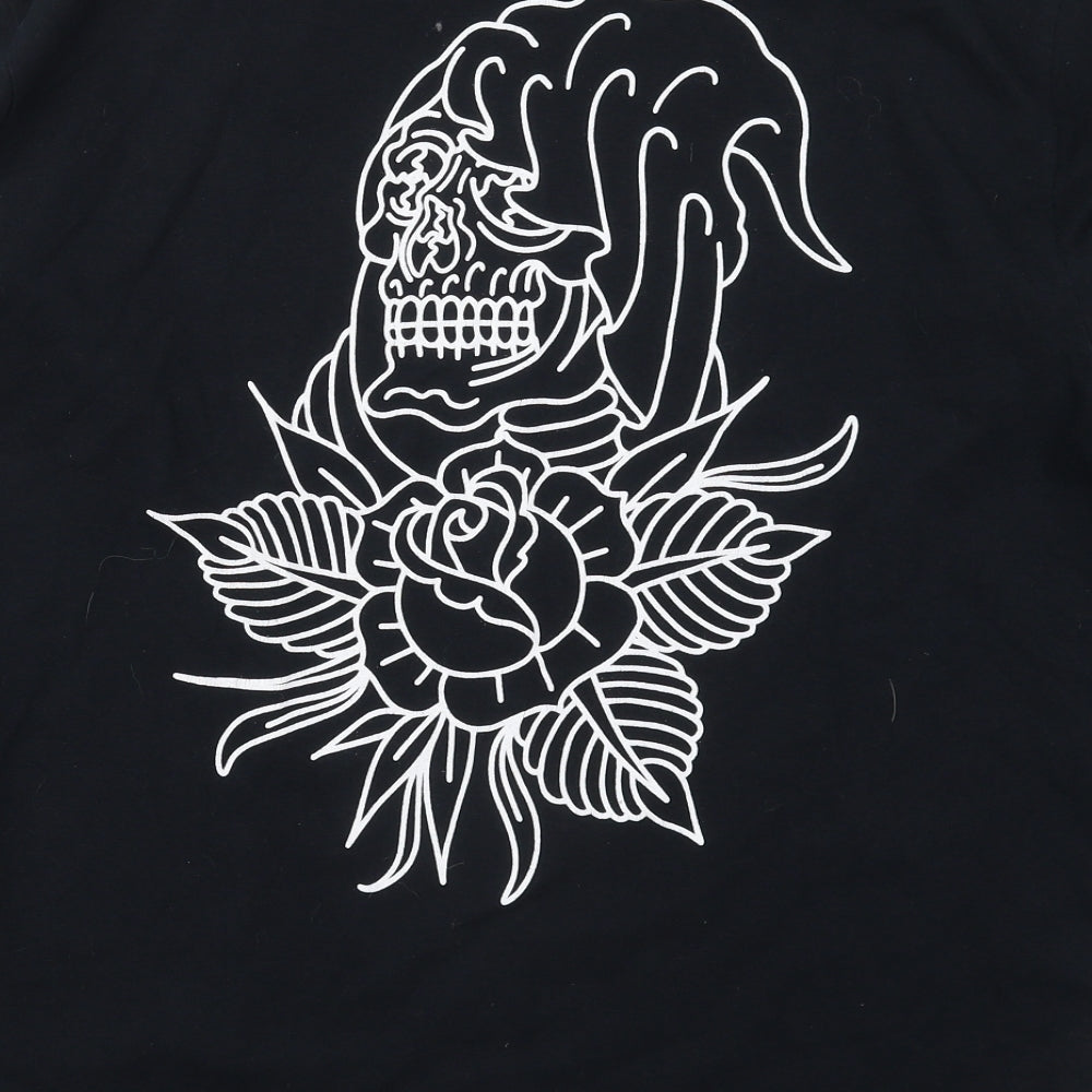 Eighty6 Mens Black  Cotton  T-Shirt Size L Crew Neck  - Grim Reaper