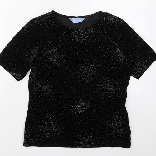 Jac Womens Black  Polyester Basic T-Shirt Size 10 Round Neck