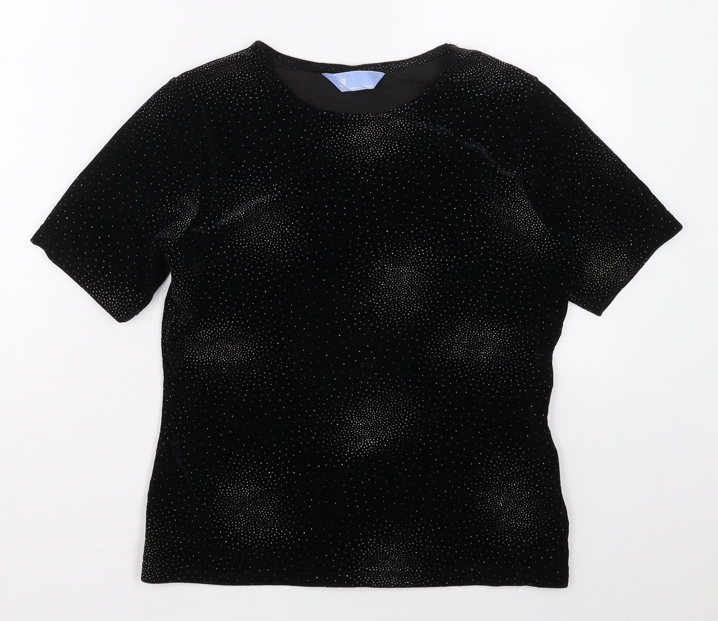 Jac Womens Black  Polyester Basic T-Shirt Size 10 Round Neck