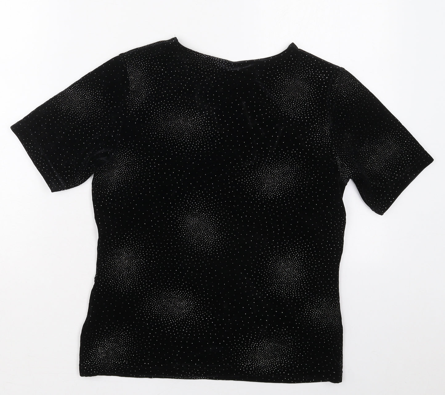 Jac Womens Black  Polyester Basic T-Shirt Size 10 Round Neck