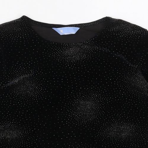 Jac Womens Black  Polyester Basic T-Shirt Size 10 Round Neck
