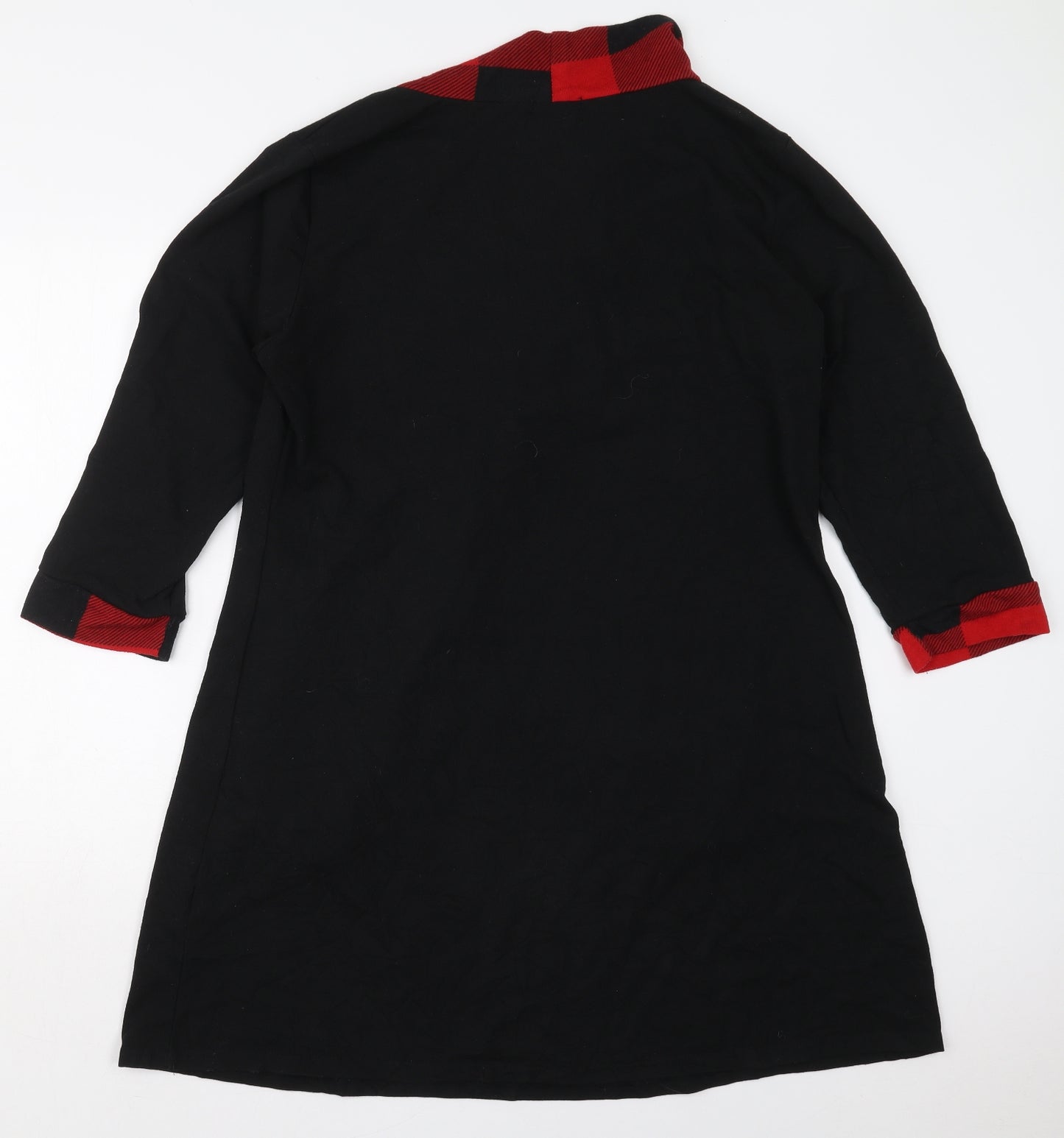 Reborn Womens Black Check Cotton Jumper Dress  Size 3XL  Collared Pullover - Red