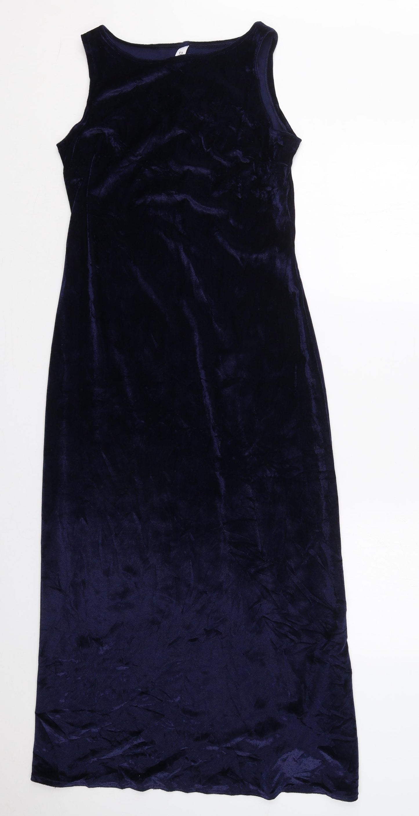 Preworn Womens Blue  Polyester Pencil Dress  Size 12  Round Neck Pullover