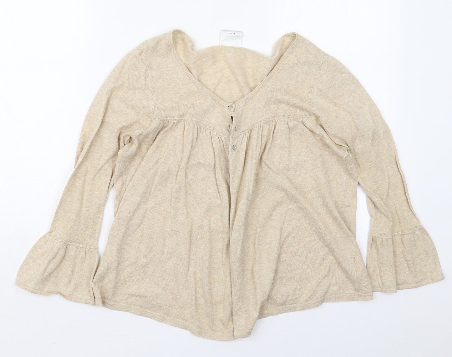 NEXT Womens Beige Round Neck  Cotton Cardigan Jumper Size 12