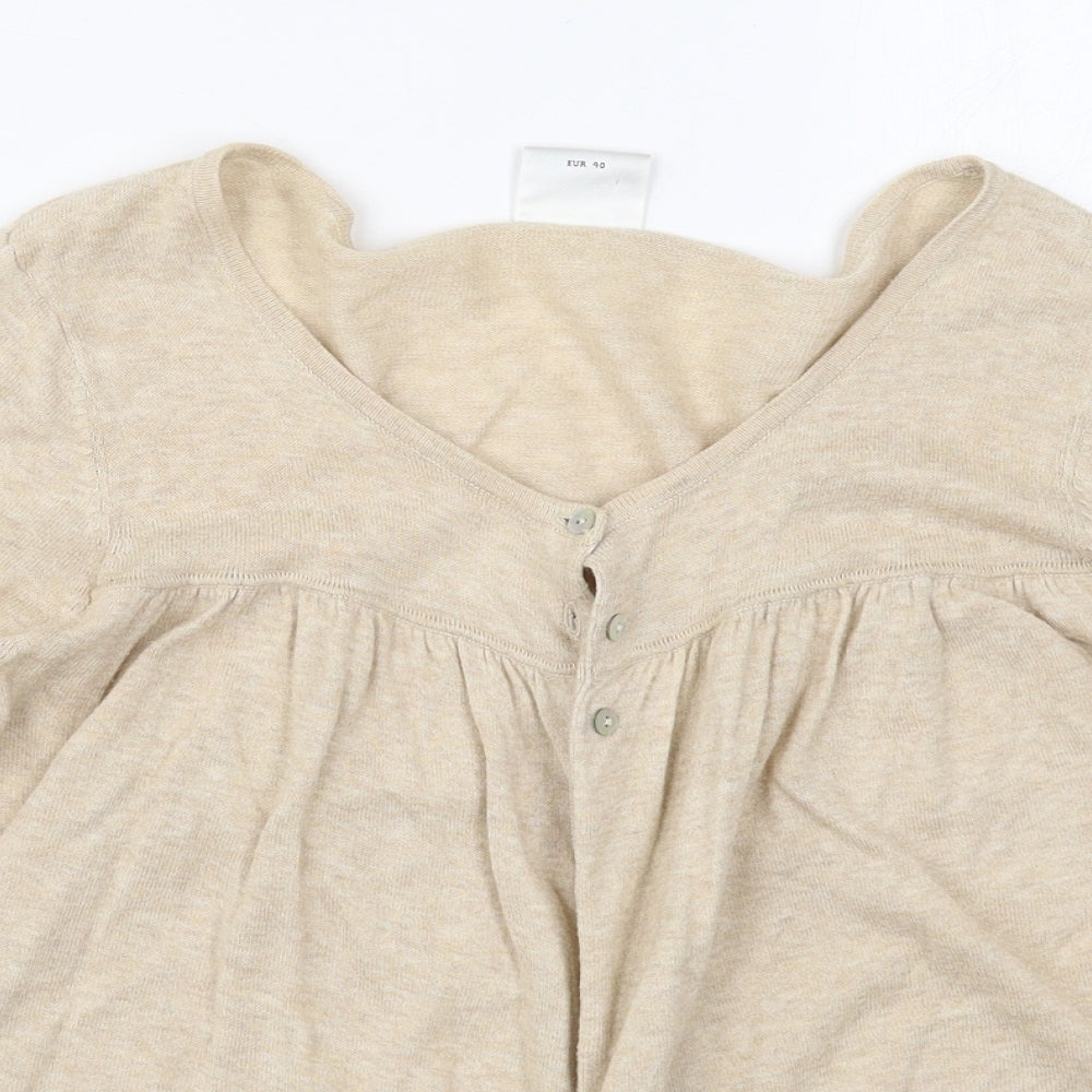 NEXT Womens Beige Round Neck  Cotton Cardigan Jumper Size 12